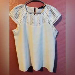 Lace-Yoke Cream Cap-Sleeve Camisole